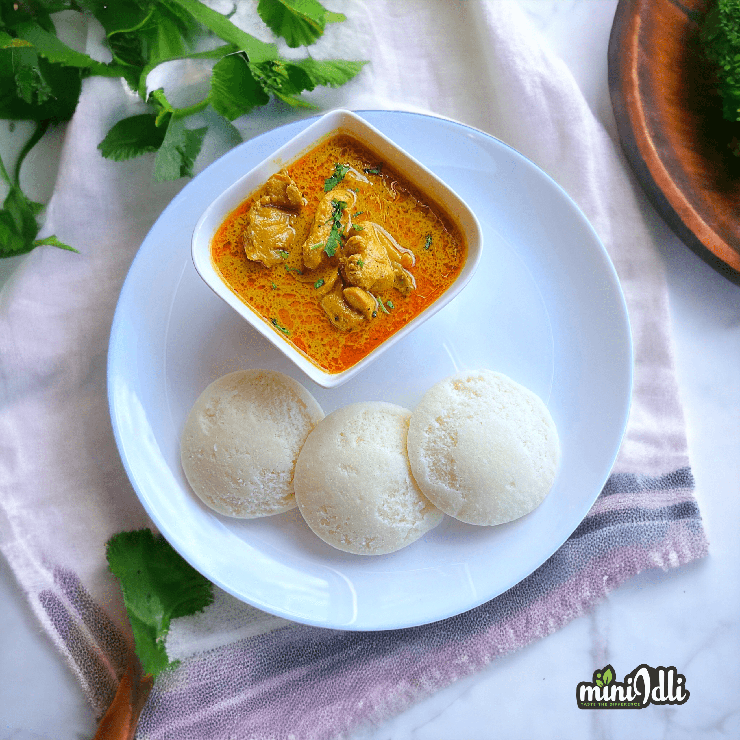 Alt Idli with Chicken Curry (Boneless & Bone-In Option)