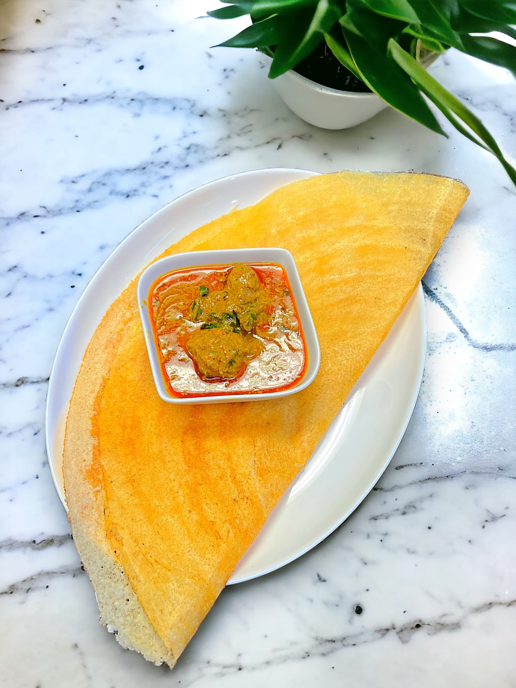 Alt Dosa with Chicken Curry (Kulambu)